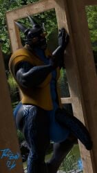 2026 9:16 anthro balls big_balls big_penis blender_(artwork) blender_cycles_(artwork) blue_eyes bottomless clothed clothing digital_media_(artwork) domizoni doorway dragon eyewear genitals glowing glowing_eyes hi_res horn male markings muscular muscular_anthro muscular_male mythological_creature mythological_scalie mythology nightshade_(dragonofdarkness1992) open_clothing open_mouth open_shirt open_topwear penis scalie shirt smile solo sunglasses topwear wearing_sunglasses