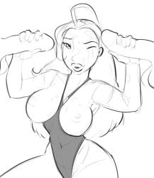 1girls 2boys albinocawfee big_breasts breasts cum cum_on_face disney erection female handjob lifeguard_(lilo_and_stitch) lilo_and_stitch male mmf_threesome nipples penis threesome