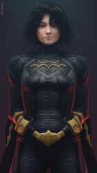 3d aw-gazzam batgirl batgirl_(cassandra_cain) batsuit blender cassandra_cain clothed smirk tagme