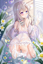 1girls ass azur_lane censored feet female female_only heterochromia kh3 murmansk_(azur_lane) no_panties pussy see-through see-through_clothing wet_body