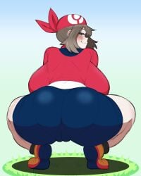 1girls anus_outline ass ass_bigger_than_head ass_focus back_view backboob bandana big_ass big_breasts bike_shorts blush blushing breasts breasts_bigger_than_head brown_hair brunette brunette_hair cameltoe clothed clothing color_edit colored colored_sketch duskyer grass huge_ass huge_breasts large_ass large_breasts light-skinned_female light_skin lurking_judgement may_(pokemon) may_(pokemon_rs) pokemon pokemon_rse self_upload smirk smug squatting thick_thighs thighs thighs_bigger_than_head tight_clothing wide_hips
