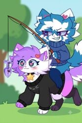 ai_generated butt_plug comedy female forest_background furry implied_anal kiladosha kit_community nori_kitty sex_toy toy