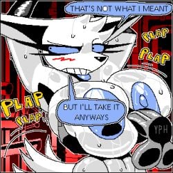 1:1 abs anthro armpit_fetish arms_tied big_breasts big_ears bodily_fluids bouncing_breasts bound bra breast_play breast_squish breasts canid canine cleavage clothed clothing dialogue digital_media_(artwork) english_text eyelashes female fennec_fox fox freya_(insaniousjaydonius) glistening glistening_body hair hands_behind_head hi_res huge_breasts insaniousjaydonius latex lingerie makeup male male/female mammal perpendicular_titfuck pixel_(artwork) plap sex short_fur short_hair solo squish sweat tail text titfuck true_fox underwear