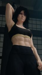3d abs athletic athletic_female aw-gazzam batgirl batgirl_(cassandra_cain) blender buff cassandra_cain scar tagme workout_clothes