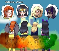 black_canary dc dc_comics fart fart_cloud fart_everywhere fart_fetish farting hawkgirl huntress_(dc) justice_league ketrita wonder_woman