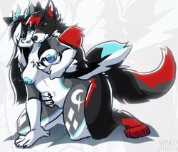 2026 anal anal_penetration animated anthro anthro_on_anthro anthro_penetrated anthro_penetrating anthro_penetrating_anthro areola black_body black_fur blue_body blue_eyes blue_fur breasts butt canid canine female female_penetrated fur genitals grey_body grey_fur hi_res horn jonky male male/female male_penetrating male_penetrating_female mammal multicolored_body multicolored_fur nipples nude open_mouth open_smile penetration penile penile_penetration penis_in_ass red_body red_eyes red_fur sex simple_background smile vulva white_body white_fur