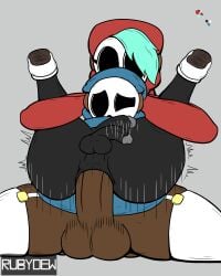 1boy 1futa 1futa1boy 2d anal anal_penetration anal_sex aquamarine_hair artist_logo ass ass_focus balls ballsack big_ass big_balls big_butt big_penis black_skin blue_clothing butt color colored dark-skinned_futa dark_skin ebony_futa femboy femboysub full_nelson full_nelson_anal futa_on_femboy futa_on_male futadom futanari garter_straps green_hair larger_futa line_art mario_(series) mario_bros mask masked_futa masked_male motion_lines penetration penis penis_in_ass questionable_consent red_clothing rubydew64 sex shortstack shy_gal shy_guy simple_background size_difference small_penis smaller_male stockings stretched_anus struggling taking_advantage teal_hair white_shoes