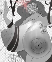 ass ass_focus female flower_on_head flower_petals focus gray_skin leg oc original original_character roblox roblox_oc robloxian