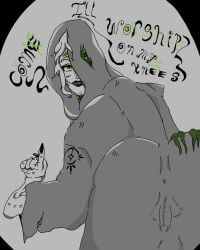 ambiguous_gender balls_outline bulge butt butt_focus butt_grab detailed_bulge divineeldrichbottom eldritch femboy genital_outline hand_on_butt hi_res humanoid lovecraftian_(genre) penis_outline solo tentacles text