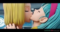2girls ai_generated android_18 animated blonde_hair blue_hair bulma_(dragon_ball) clothed_sex dragon_ball_z edited girls_only google_gemini grok grok_imagine inminent_sex kissing mikey-rg97 passionate_kiss sound tagme video yuri