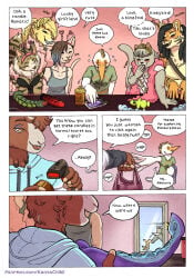 5_fingers accessory anthro avian bird blindfold blush bottomwear bovid breasts british_shorthair brown_body brown_fur brown_hair buttplug buying candle caprine cattle_egret clothed clothed_anthro clothed_female clothed_male clothing comic crown dialogue dildo domestic_cat dress english_text feathers felid feline felis female fingers fur goat group hair hair_accessory hairband hairless hairless_cat headgear heron hi_res hoodie horn humanoid_hands kantachibli lion male mammal nervous page_number pantherine pelecaniform phillip_(kantachibli) plug_(sex_toy) price_scanner sex_shop sex_toy shirt shorts sonni_(kantachibli) speech_bubble sphynx_(cat) store t-shirt tabby_cat teeth tentacle_dildo text tiara tiger topwear url white_body white_feathers