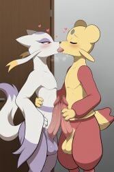 <3 3_fingers 4_fingers absurd_res ai_generated anthro balls big_balls big_penis big_tail blush blush_lines bodily_fluids claws duo eyebrows eyes_closed fingers fluffy fluffy_tail french_kissing frottage fur generation_5_pokemon genital_fluids genitals half-closed_eyes hand_on_penis hi_res holding_partner huge_balls huge_penis kissing long_tail looking_at_another looking_at_partner male male/male mienfoo mienshao musk narrowed_eyes nintendo open_mouth paws penis pokemon pokemon_(species) precum precum_on_penis purple_body purple_fur red_body red_eyes red_fur round_ears saliva saliva_string sex short_tail snout standing tail tongue tongue_out touching_penis white_body white_fur yellow_body yellow_fur yiff_ai_(director)
