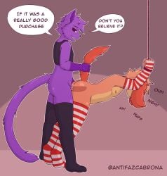 anthro canid canine canis catnap_(poppy_playtime) dogday_(poppy_playtime) domestic_cat domestic_dog duo english_text felid feline felis femboy hi_res male male/male mammal mob_entertainment opossum_taro poppy_playtime smiling_critters text