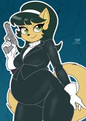anthro anthro_female arrowdark black_hair black_hair_female cat cat_girl cat_tail feline feline_humanoid green_eyes green_eyes_female kitty_katswell nickelodeon pregnant pregnant_belly pregnant_female t.u.f.f._puppy