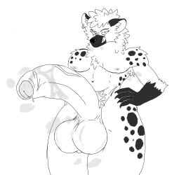 absurd_res anthro armpit_hair balls big_balls big_penis bodily_fluids body_hair dripping foreskin genital_fluids genitals gnoll hi_res hyena kevu male mammal penis precum precum_drip solo steam thick_thighs tribal yeentorch