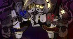 2girls beastiality blue_penis feral feral_on_female foursome glitch_productions j_(murder_drones) leg_over_shoulder murder_drones norivos penis_in_pussy red_penis red_sentinel_(murder_drones) robot_girl sentinel_(murder_drones) v_(murder_drones) x-ray