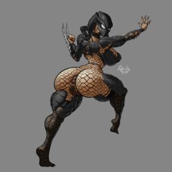 1:1 1girls alien alien_girl alien_humanoid anus armor ass big_breasts big_butt breasts brown_skin female female_predator female_yautja fishnet_bodysuit helmet hi_res huge_ass humanoid long_fingernails looking_at_viewer looking_back mask masked_female pose predator_(franchise) puffy_anus rashchaos sharp_fingernails skimpy_armor solo solo_female tagme thick_thighs voluptuous weapon wrist_blade yautja