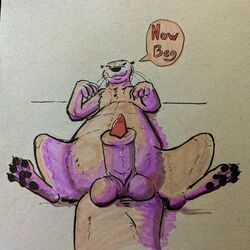 animal_genitalia balls begging feral genitals hi_res lutrine male mammal mustelid paws sheath solo sushiotter_(artist)