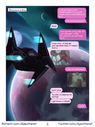 2021 anthro ass balls comic detailed_background duo english_text erection genitals hi_res humanoid_genitalia humanoid_penis male male/male nintendo overweight overweight_male penis peppy_hare space spectral-bat star_fox text video_games