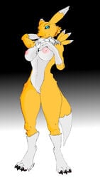 anthro bbdworks blue_eyes breasts canid digimon digimon_(species) female hi_res mammal renamon solo