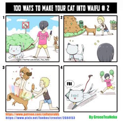 4koma absurd_res anal anal_bleeding animal_humanoid anthro anus blood blush bodily_fluids bottomwear breasts canid canid_humanoid canine canine_humanoid canis clothed clothing comedy comic dialogue digital_media_(artwork) dog_humanoid domestic_cat domestic_dog duo durian english_text erection felid feline felis female female_penetrated feral feral_to_humanoid funny fur greenteaneko group hair hair_over_eye heart hi_res human humanoid humor leash male male/female male_penetrating male_penetrating_female mammal mammal_humanoid meme mongirl_4koma nude object_insertion one_eye_obstructed open_mouth page_2 pale penetration phone plant running shirt shorts shrub species_transformation tail_pull tank_top text toony topwear transformation trash_can url x_anus