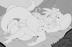 2019 anthro big_breasts blush bodily_fluids breast_squish breasts chalo digital_media_(artwork) duo elephant elephantid female female/female flower gecko geecku genital_fluids grass hair hand_on_breast kissing las_lindas line_art lizard long_hair lying lying_on_top making_out mammal monochrome non-mammal_breasts on_back plant proboscidean pussy_juice reptile scalie shrub squish tail_wraps tree webcomic webcomic_character wraps yuri