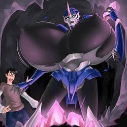 1:1 2019 absurdres alien arcee armor autobot big_breasts blue_eyes blush breast_expansion breasts bulge bursting_breasts cave clothed clothing cybertronian energon erect_nipples expansion female getting_erect growth hair hasbro headgear helmet highres huge_breasts human humanoid hyper jack_darby living_machine machine male mammal nipples not_furry open_mouth robot shocked size_difference standing torn_clothing transformers transformers_prime zdemian