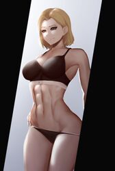 1girls abs athletic_female attack_on_titan big_muscles chiseled chiseled_abs female_abs fit_female gym_clothes gym_uniform hitch_dreyse muscular_abs shingeki_no_kyojin short_hair short_hair_female six_pack sports_bra sports_panties sportswear toned_abs zaki_btw