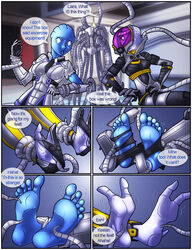 2012 2girls alien_girl asari comic comic_page english_text feet forced forced_presentation forced_undressing liara_t'soni mass_effect mass_effect_2 mass_effect_3 page_1 quarian restrained shia_(artist) tali'zorah_nar_rayya tickling tickling_feet torn_clothes