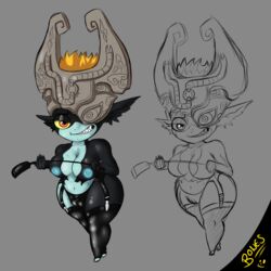 big_breasts bigbonesart breasts domination dominatrix exposed_breasts female imp imp_midna leather midna nipples riding_crop short shortstack sketch small smaller_female the_legend_of_zelda tiny twilight_princess