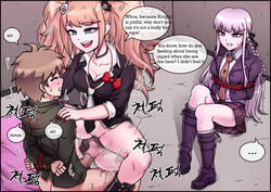 1boy 2girls bra_cups_sticking_out cuckquean cuckquean_rape danganronpa english_text female female_rape female_rapist forced_to_watch junko_enoshima kirigiri_kyouko maggea22 male male_rape_victim multiple_girls naegi_makoto rape restrained reverse_cowgirl_position reverse_rape stealing_seed straight_hair tagme text