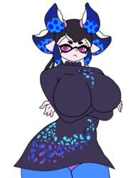 black_clothing black_hair cephalopod coral_star edited inkling inkling_girl light_skin lumi_(splatoon) nintendo purple_eyes splatoon tentacle_hair