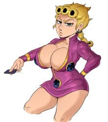 1girls big_breasts breasts condom detnox eyelashes female female_only genderswap_(mtf) giorno_giovanna gold_hair green_eyes hand_on_hip hourglass_figure jojo's_bizarre_adventure looking_at_viewer open_clothes pink_clothes pink_clothing ponytail presenting rule_63 standing tagme thick_thighs vento_aureo wide_hips