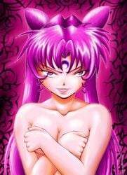 1girls artist_request bishoujo_senshi_sailor_moon black_lady black_moon breasts chibi_usa covering covering_breasts dark_persona female large_breasts long_hair nude pink_hair small_breasts tagme villainess