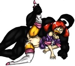 anon anthro avian bird blushing bottomless closed_eyes creampie cum cum_in_pussy cum_inside darkwing_duck disney drago-flame duck gosalyn_mallard navel older penis pussy red_hair socks stockings straight thighhighs vaginal_penetration vulva