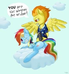 2girls anus bodysuit clothes cloud cum cynicalmoose equine female flight_jacket flight_suit friendship_is_magic furry futa_on_female futadom futanari herm horse horsecock intersex my_little_pony necktie penis pony pussy rainbow_dash_(mlp) spitfire_(mlp) straight_hair text wonderbolts_(mlp)