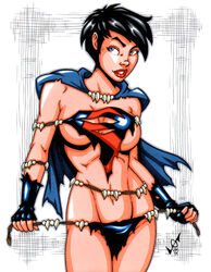 1girls bare_midriff cheryl_kent cir-el dc_comics garrett_blair savage_land side_boob supergirl superman_(series) tagme torn_clothes