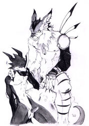 ayato_(furry_artist) digimon flamedramon male_only tagme weregarurumon