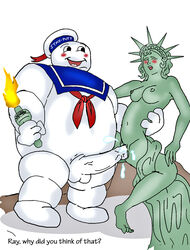 ghostbusters metallic_body mr._stay_puft statue_of_liberty tagme what