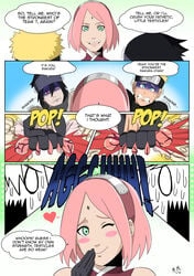 1girls 2boys ball_grab ballbusting castration castration_threat cock_and_ball_torture female female_domination femdom funny green_eyes male monkeeman0918 naruto naruto:_the_last naruto_(series) naruto_shippuden pain painful pink_hair sakura_haruno sasuke_uchiha short_hair squeezing_balls squeezing_testicles testicles uzumaki_naruto