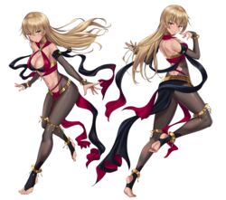 1girls absurdres alternate_costume anklet ass back back_view bare_back big_breasts blonde_hair blush bracelet breasts cleavage commission cosplay criss-cross_halter dancer dorothea_arnault_(cosplay) dorothea_arnault_(plegian)_(cosplay) dress feet female female_only fingerless_gloves fire_emblem fire_emblem:_the_binding_blade fire_emblem:_three_houses gloves halterneck harem_outfit highres igrene_(fire_emblem) jewelry long_hair looking_at_viewer midriff navel nintendo rama_(yu-light8) simple_background skeb_commission smile solo stirrup_legwear stirrup_stockings stirrups stomach thighs toeless_legwear white_background yellow_eyes