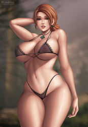 1girls areolae bra breasts cd_projekt_red female female_only flowerxl higher_resolution_available huge_breasts lingerie nipples panties pussy solo the_witcher the_witcher_(series) the_witcher_2 the_witcher_3:_wild_hunt thick_thighs triss_merigold wide_hips