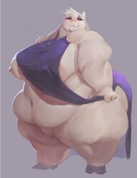 absurd_res anthro ass bedroom_eyes belly big_breasts boss_monster bovid breasts caprine delta_rune_(emblem) emberwick fat female floppy_ears fur furry hi_res hooves horns looking_at_viewer mammal mature_anthro mature_female narrowed_eyes navel nipples obese obese_anthro obese_female overweight overweight_anthro overweight_female seductive simple_background solo symbol toriel undertale video_games white_body white_fur