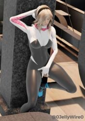 0jellywire0 3d big_ass blonde_hair body_paint bodysuit busty gwen_stacy marvel spider-man_(series) superheroine