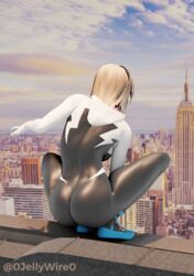 0jellywire0 1girls 3d 3d_(artwork) big_ass blonde_hair bodysuit busty female_focus female_only gwen_stacy marvel mavixtious spider-gwen spider-man_(series) superheroine