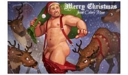 1boy 4animals abs antlers armpits ass beard_stubble beefy biceps blonde_hair blue_eyes butt celery_man6 christmas dick_root exposed facial_hair feral half-dressed human male male_focus male_nipples male_only male_pubic_hair masculine mature_male muscular_male outside pants_down partially_exposed_penis pecs penis pubes reindeer sack santa_claus santa_hat shirtless shirtless_male smooth_skinned_male solo_focus stubble surprised suspenders thick thick_penis thick_thighs topless veiny_penis