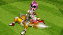 3d alternate_form amy_rose android anthro anus black_sclera blender_(software) breasts canid canine digital_media_(artwork) duo eulipotyphlan facesitting female female/female female_on_bottom female_on_top fox genitals grass green_eyes hedgehog hi_res machine mammal metal_amy metal_tails metallic_body mtf_crossgender multi_tail nipples nude on_bottom on_top pink_body plant pussy robot rule_63 sonic_(series) tails tailsko twintailssfm yellow_body yuri