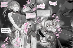 1girls 2futas anal ass ass_in_dress balls bent_over breasts censored clothed clothing dat_pussy dialogue drooling english_text female female_focus futa_on_female futanari hololive houshou_marine human mokuseirokku oral partially_clothed penis rape rolling_eyes sex shirogane_noel skirt spitroast standing stuck stuck_in_wall sweat text thighhighs tight_pussy translated virtual_youtuber