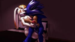 3d 3d_(artwork) blue_body blue_hair breasts eulipotyphlan fingers hedgehog lagomorph makeup milf orange_hair penis rabbit sex sonic_(series) sonic_the_hedgehog sonicthebitch straight tan_body vanilla_the_rabbit