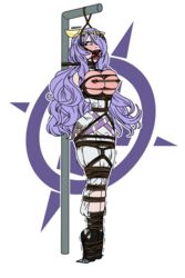 alpha_channel alternate_costume big_breasts bondage breasts breasts_out camilla_(fire_emblem) fire_emblem fire_emblem_fates fire_emblem_heroes for_sticker_use gag large_breasts long_hair nintendo nipples no_background open_mouth open_mouth_gag png purple_hair raver1357 small_pupils sticker_template thick_lips transparent_background transparent_png wide_hips